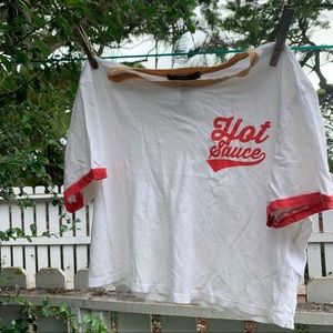 Forever 21 “hot sauce” white crop top 🤍